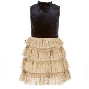 Zunie Black and Gold Tiered Dress girls 8